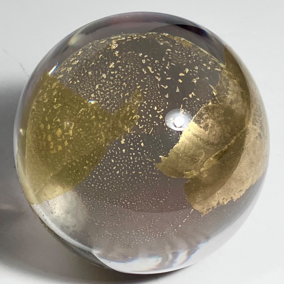 RANDY STRONG Signed Paperweight / 3.25 Inches / Vintage 1993 Gold Foil Art Glass - Picture 6 of 9